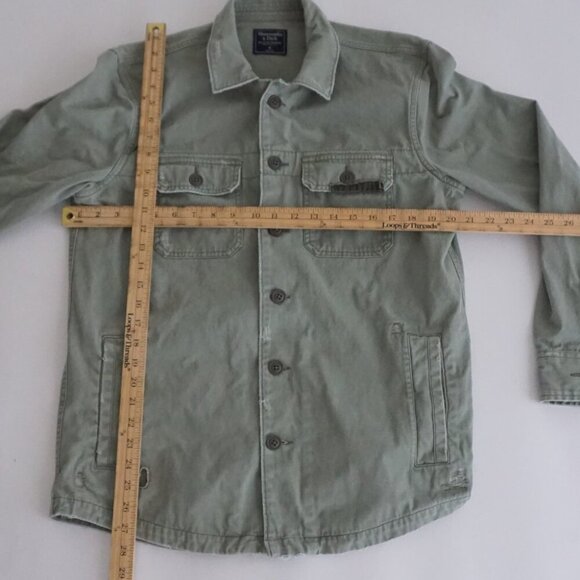 Y2K Abercrombie & Fitch Olive Green Button Up Distressed Outdoor Safari Jacket M - Picture 3 of 11